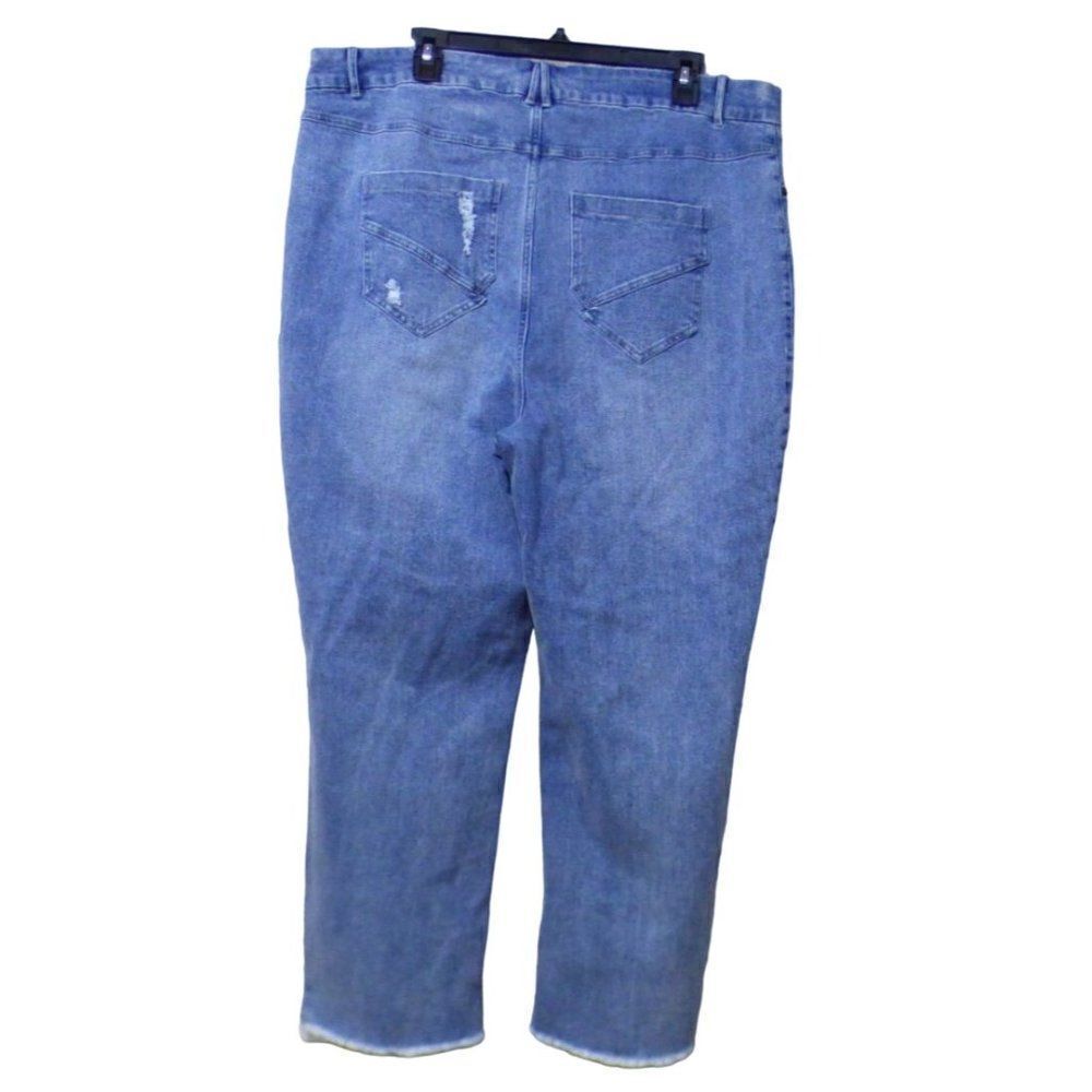 Nina Parker Trendy Plus Size Button-Fly Distressed Boyfriend Jeans, 18W - Picture 4 of 12